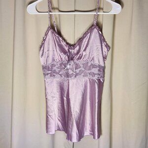 NWT Calvin Klein Lilac Satin Cami Tank With Lace Bow and Tie